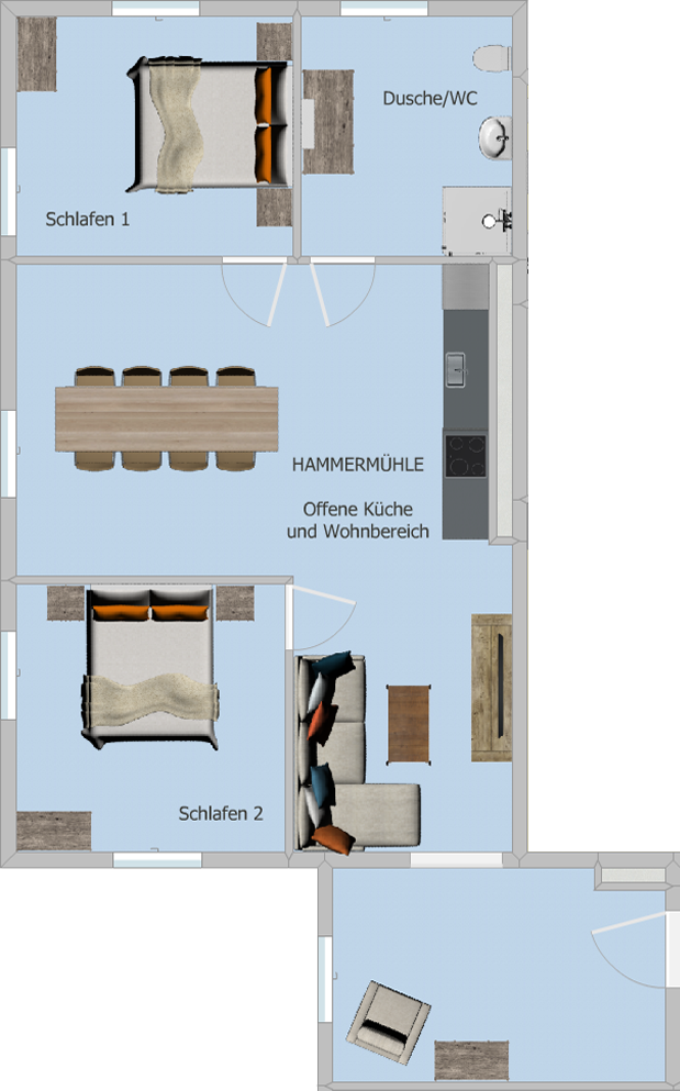 Wauermühle FeWo Hammermühle Grundriss